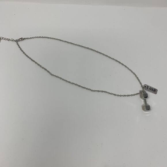 Dumbbell and I Can Charm Necklace - Picture 2 of 3